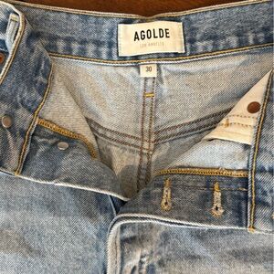 Agolde Blue Jean Shorts with Natural Fading